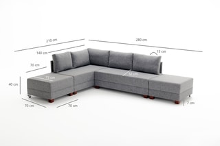 Canapé d'angle gauche convertible Fly Marron et imitation noyer - 4 places - Couchage 140 x 190 cm