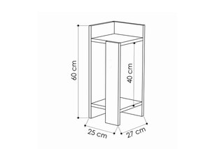 Table de chevet Gris - 25 x 27 x 60 cm