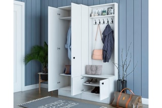Meuble d'entrée 4 portes - 119,6 x 32,7 x 182,8 cm