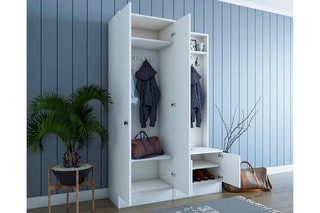 Meuble d'entrée 4 portes - 119,6 x 32,7 x 182,8 cm
