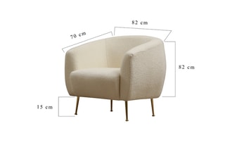 Fauteuil Eses - Crème - Revêtement en tissu