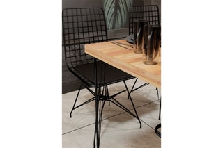 Table et 4 chaises Imitation chêne et noir - 120 x 75 x 60 cm