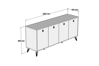 Bahut 4 portes - 180 x 45 x 80,8 cm
