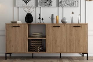 Buffet 3 portes Imitation bois - 180 x 80 x 45 cm