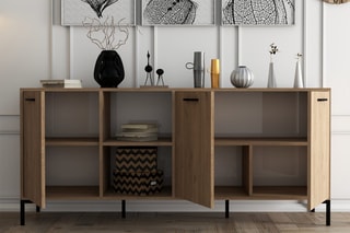 Buffet 3 portes Imitation bois - 180 x 80 x 45 cm