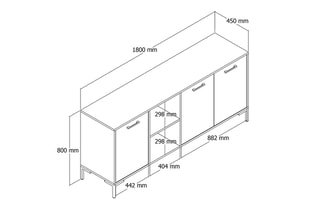 Buffet 3 portes Imitation bois - 180 x 80 x 45 cm