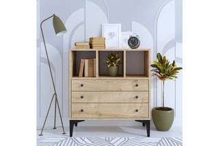 Commode 3 tiroirs et 3 niches - 80 x 86 x 40 cm