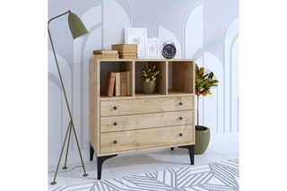 Commode 3 tiroirs et 3 niches - 80 x 86 x 40 cm
