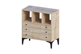 Commode 3 tiroirs et 3 niches - 80 x 86 x 40 cm