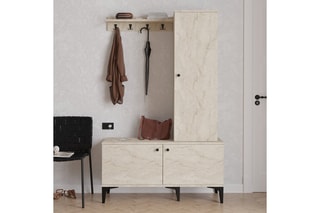 Meuble d'entrée 3 portes Lex - 110 x 175 x 40 cm