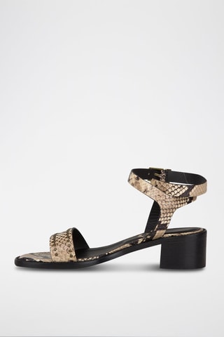 Sandales à talons en cuir - Beige