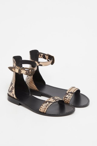 Sandales en cuir de chèvre - Beige et marron