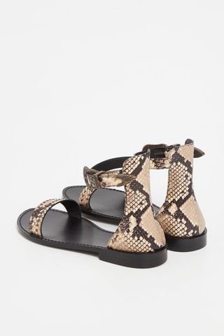 Sandales en cuir de chèvre - Beige et marron