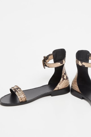 Sandales en cuir de chèvre - Beige et marron