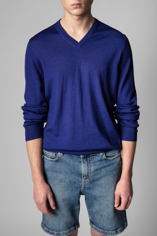 Pull en mérinos - Bleu