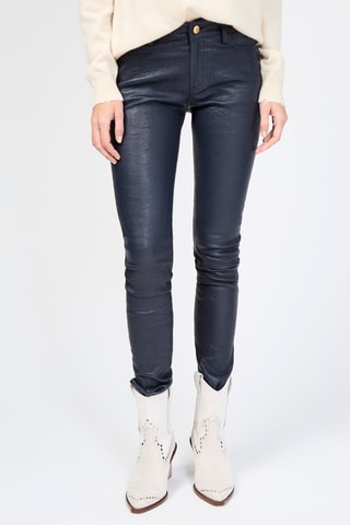 Pantalon en cuir d’agneau taille haute - Encre