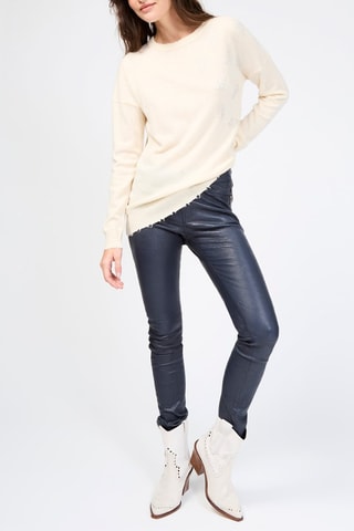 Pantalon en cuir d’agneau taille haute - Encre
