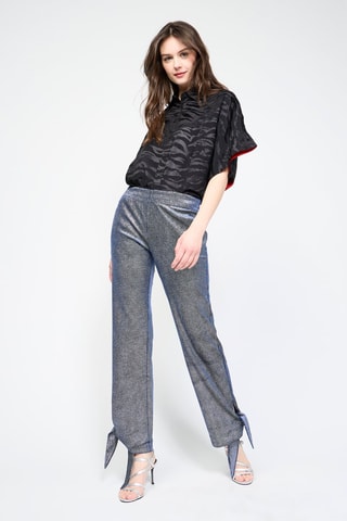 Pantalon taille haute - Bleu nuit chiné