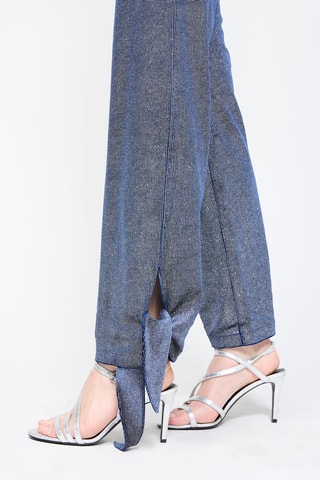 Pantalon taille haute - Bleu nuit chiné