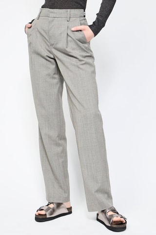 Pantalon en laine taille haute - Gris clair chiné