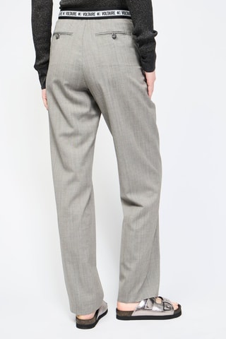 Pantalon en laine taille haute - Gris clair chiné