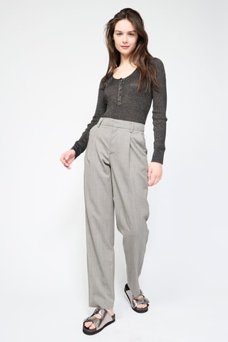 Pantalon en laine taille haute - Gris clair chiné