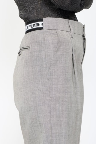 Pantalon en laine taille haute - Gris clair chiné