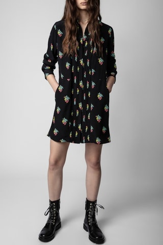 Robe chemise en soie - Noir