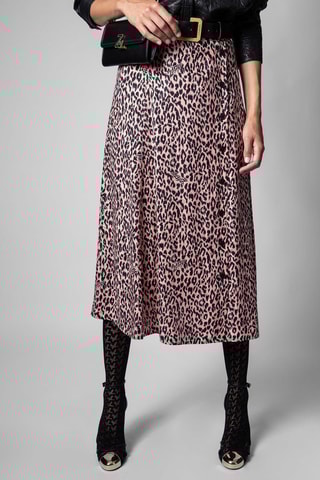 Jupe midi en soie - Rose