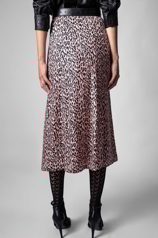 Jupe midi en soie - Rose
