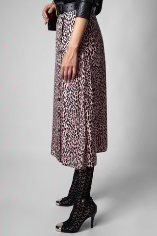 Jupe midi en soie - Rose