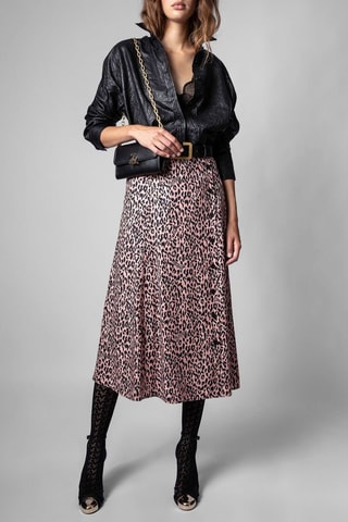 Jupe midi en soie - Rose