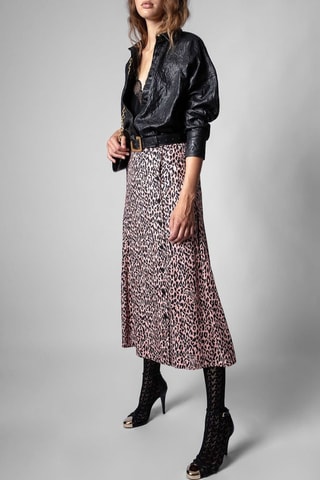 Jupe midi en soie - Rose
