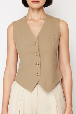 Gilet court sans manches - Taupe