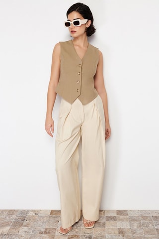 Gilet court sans manches - Taupe