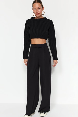 Pantalon wide legs taille haute - Noir