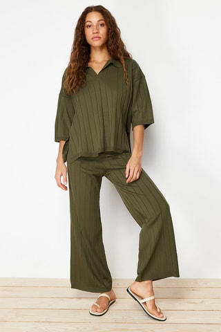 Pull et pantalon taille haute - Vert olive