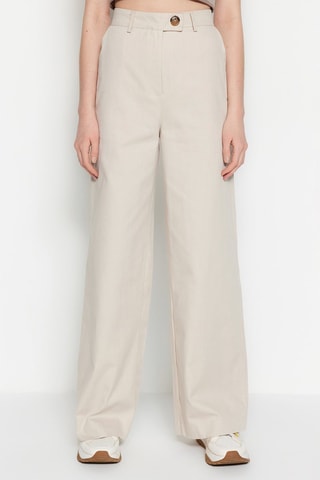 Pantalon wide legs taille haute - Beige