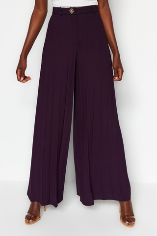 Pantalon palazzo taille haute - Violet