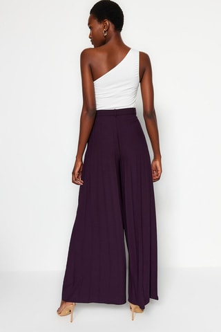 Pantalon palazzo taille haute - Violet