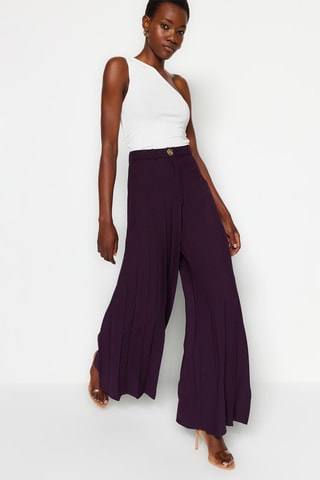 Pantalon palazzo taille haute - Violet