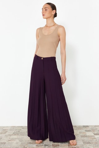 Pantalon palazzo taille haute - Violet