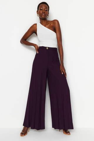 Pantalon palazzo taille haute - Violet