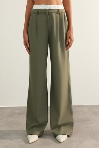 Pantalon flare taille haute - Vert
