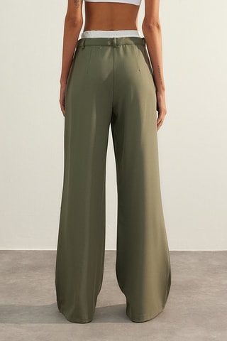 Pantalon flare taille haute - Vert