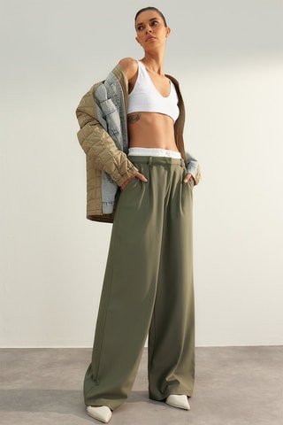 Pantalon flare taille haute - Vert