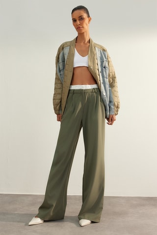 Pantalon flare taille haute - Vert
