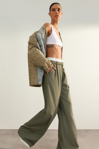 Pantalon flare taille haute - Vert