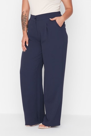 Pantalon wide legs taille haute - Bleu marine