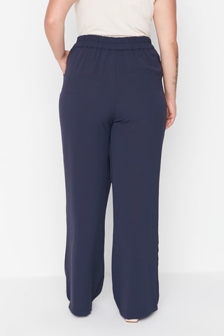Pantalon wide legs taille haute - Bleu marine